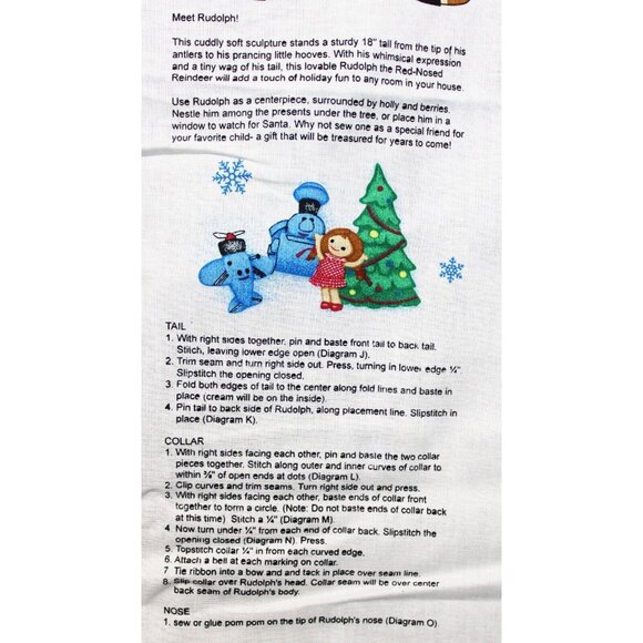 Cranston VIP Rudolph Plush Fabric Craft Panel Instructions Reindeer Christmas - Picture 8 of 8